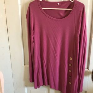 Dusky pink tunic top. Gentle y wear. XL accent wooden buttons